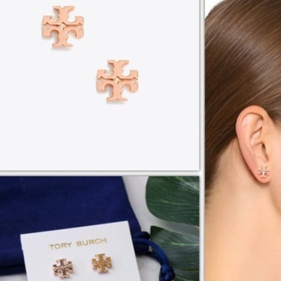 Tory Burch logo rose gold studs - Picture 1 of 3